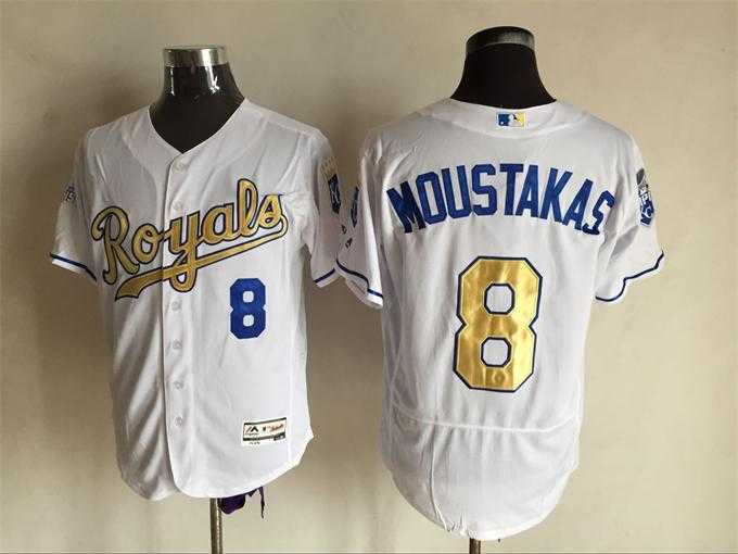 Kansas City Royals #8 Mike Moustakas World Series Champions Patch White-Gold 2016 Flexbase Collection Stitched Jersey,We sell and wholesale Kansas City Royals #8 Mike Moustakas World Series Champions Patch White-Gold 2016 Flexbase Collection Stitched Jersey on line form chian!
